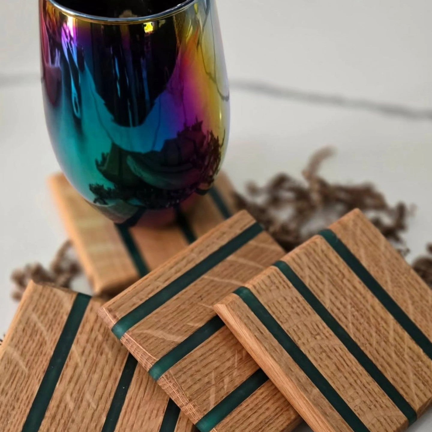 Wooden Epoxy Coaster Set